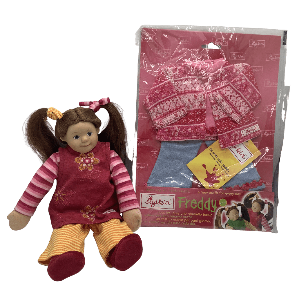 Poupée de chiffon Freddy 30cm avec son ensemble de vêtements rose - KIDIBAM