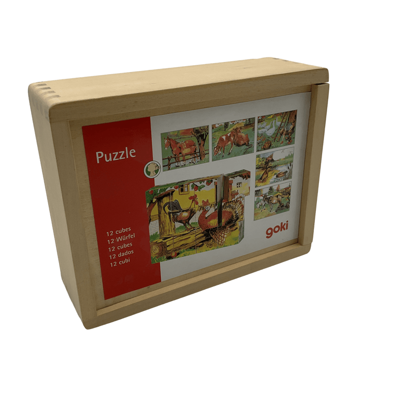 Puzzle 12 cubes en bois Animaux - KIDIBAM