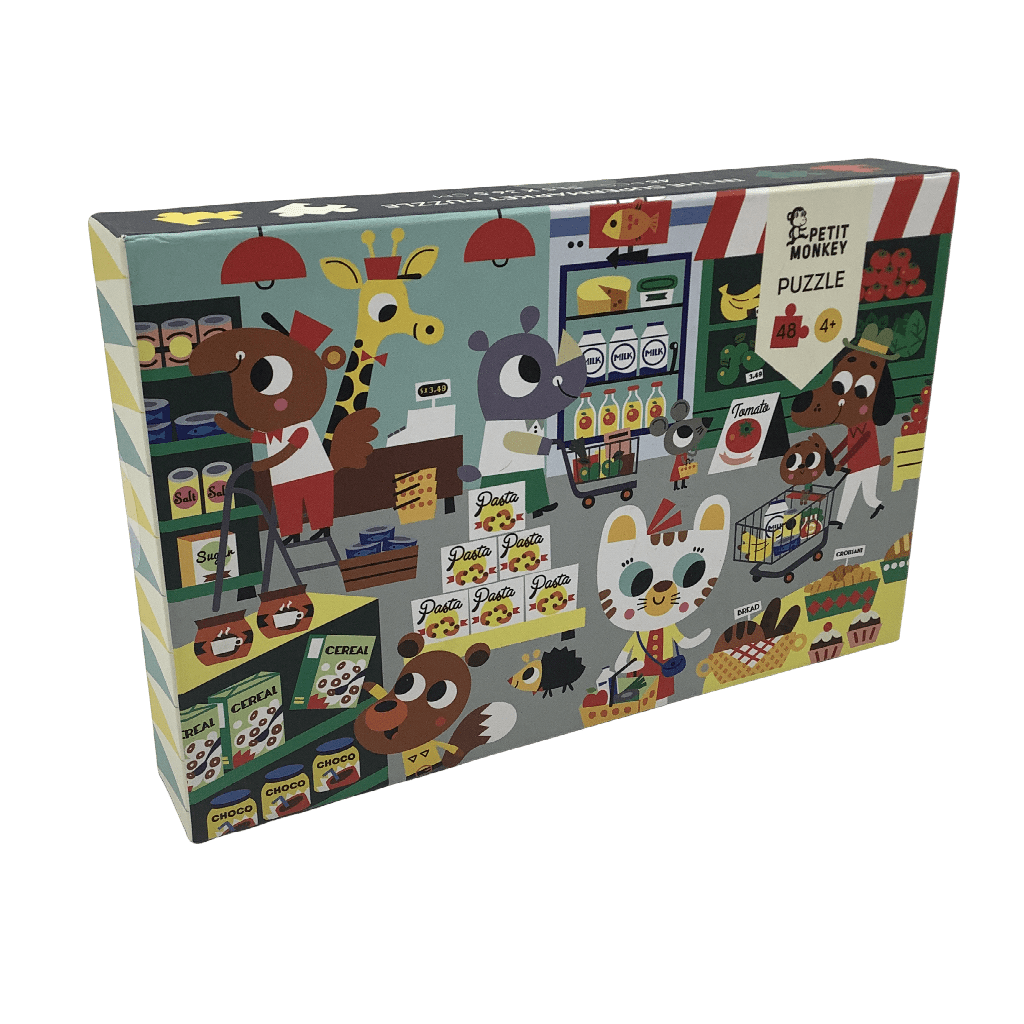 Puzzle 48 pièces Le shopping au supermarché - KIDIBAM