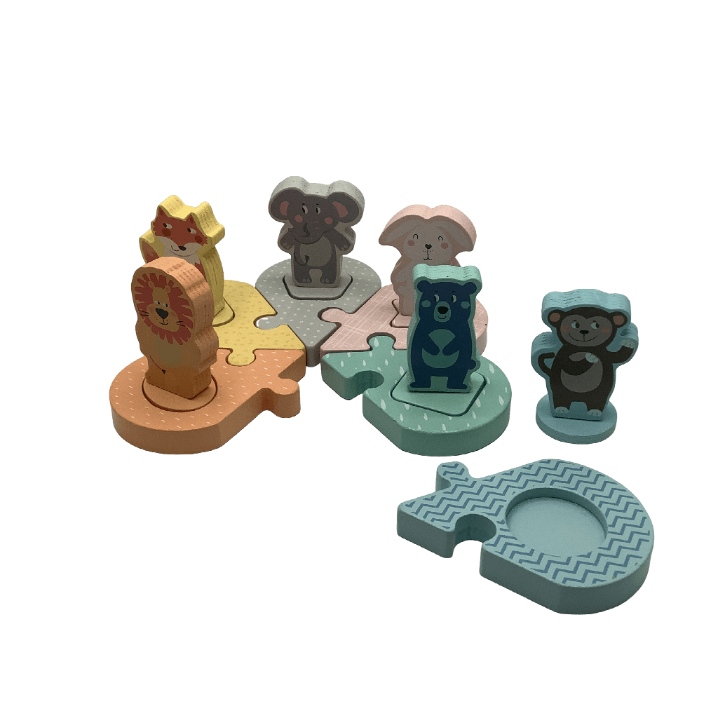Puzzle 6 piéces en bois les animaux de la jungle - KIDIBAM