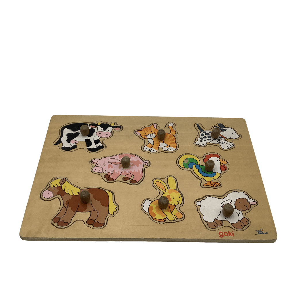 Puzzle à boutons 8 pièces - Les animaux de la ferme - KIDIBAM