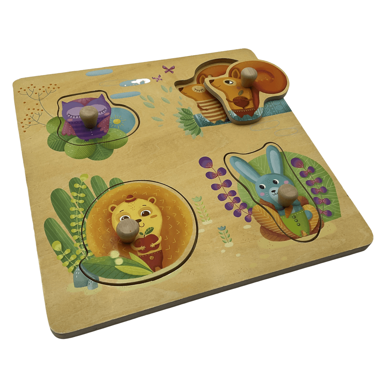 Puzzle à boutons en bois - Animaux de la forêt - KIDIBAM