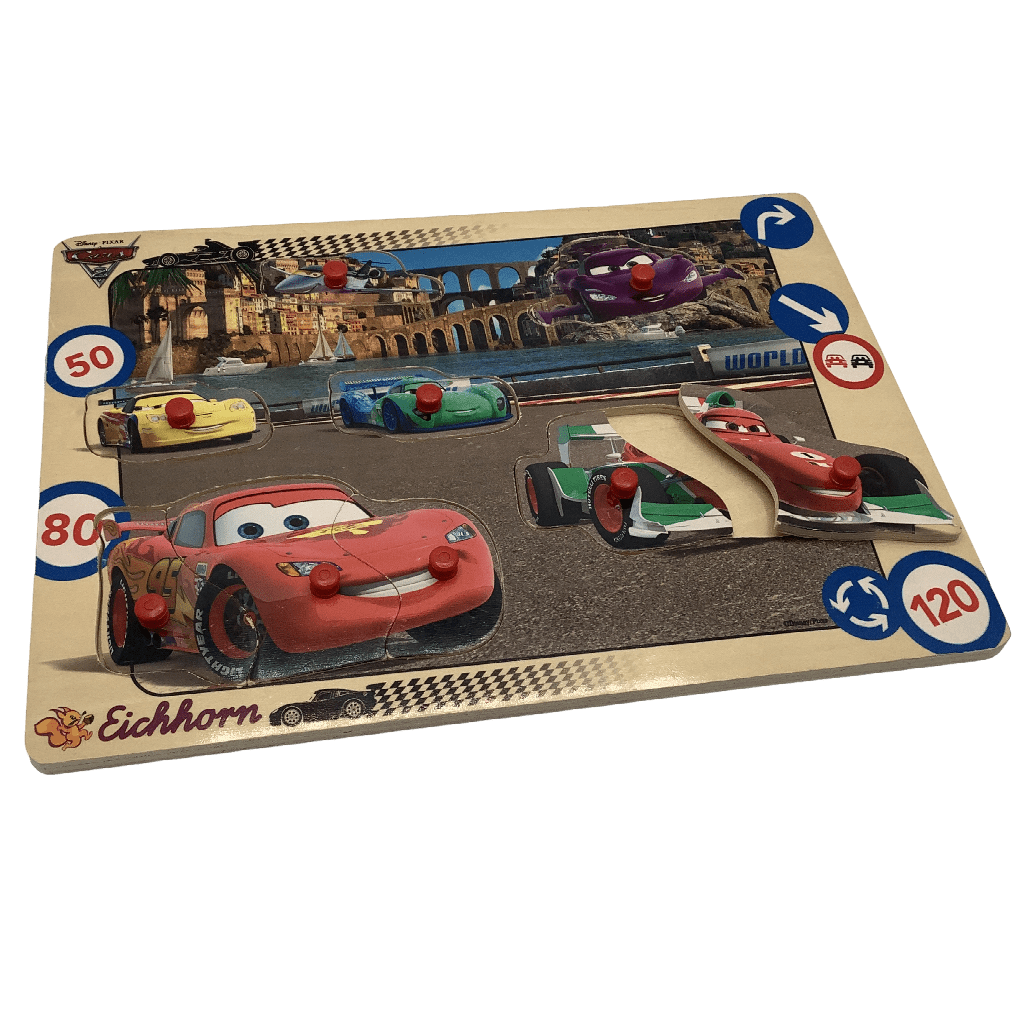 Puzzle à boutons encastrable en bois Cars Disney - KIDIBAM