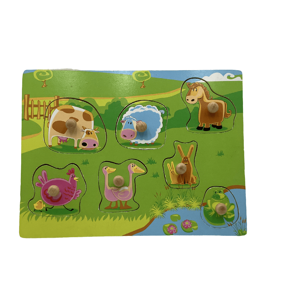 Puzzle à encastrer 7 pièces Animaux de la ferme - KIDIBAM