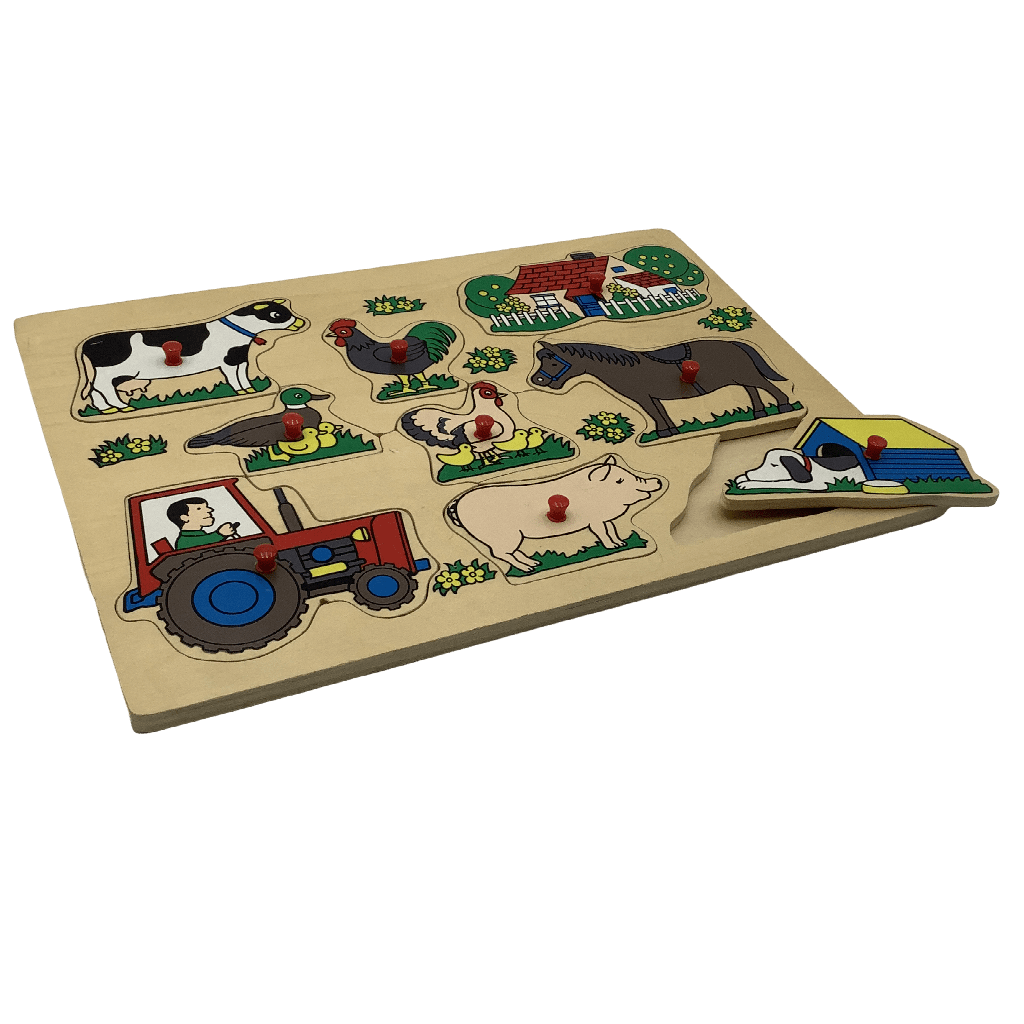 Puzzle à encastrer en bois avec boutons - La ferme - KIDIBAM