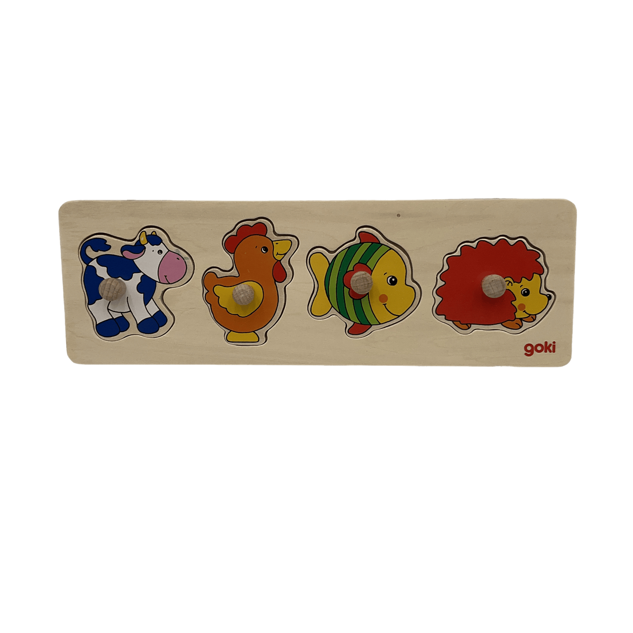 Puzzle bouton 4 pièces en bois Animaux - KIDIBAM