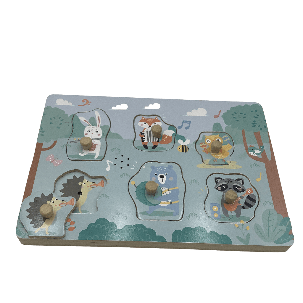 Puzzle bouton 6 pièces les animaux musiciens en bois - KIDIBAM