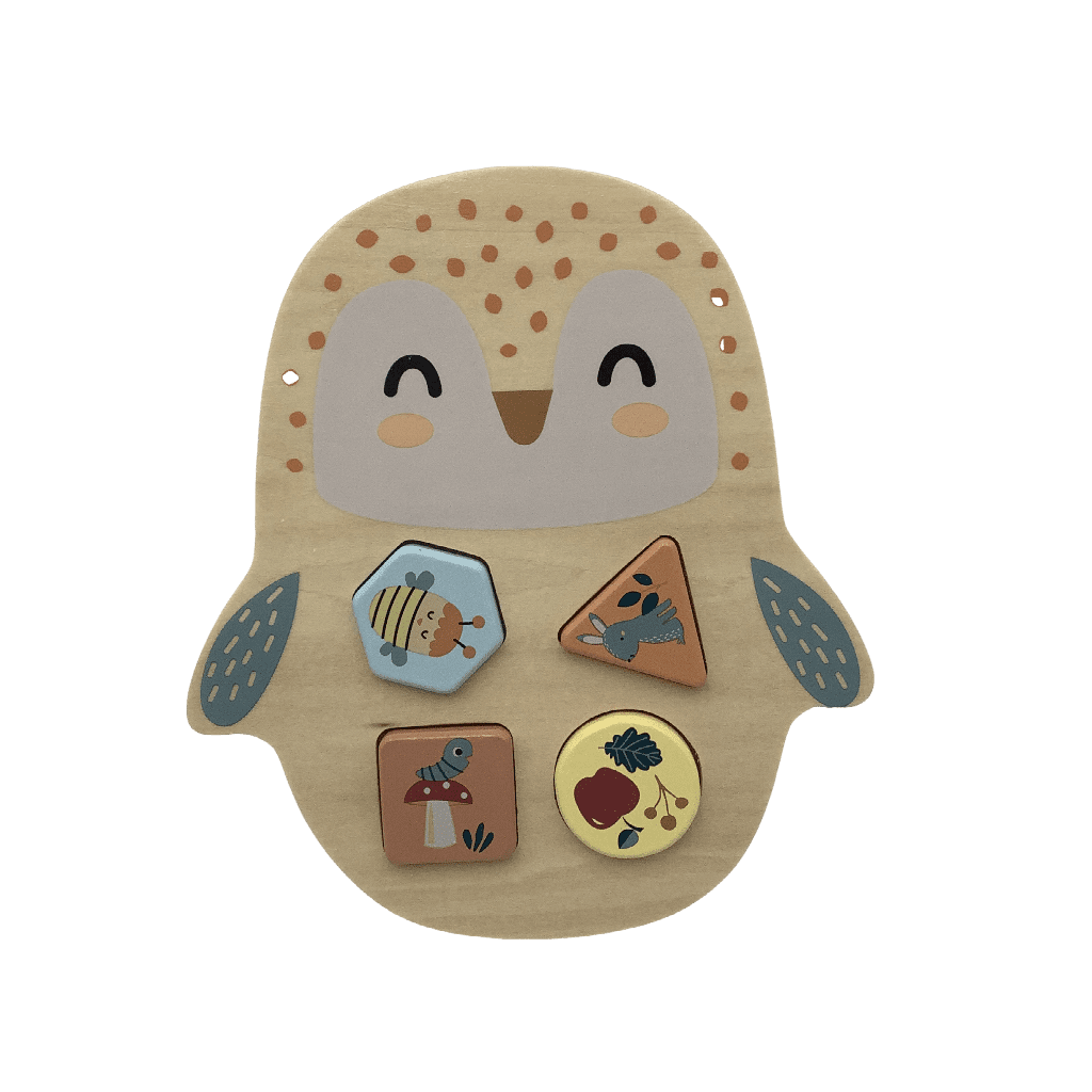 Puzzle d'expression 4 pièces hibou en bois - KIDIBAM