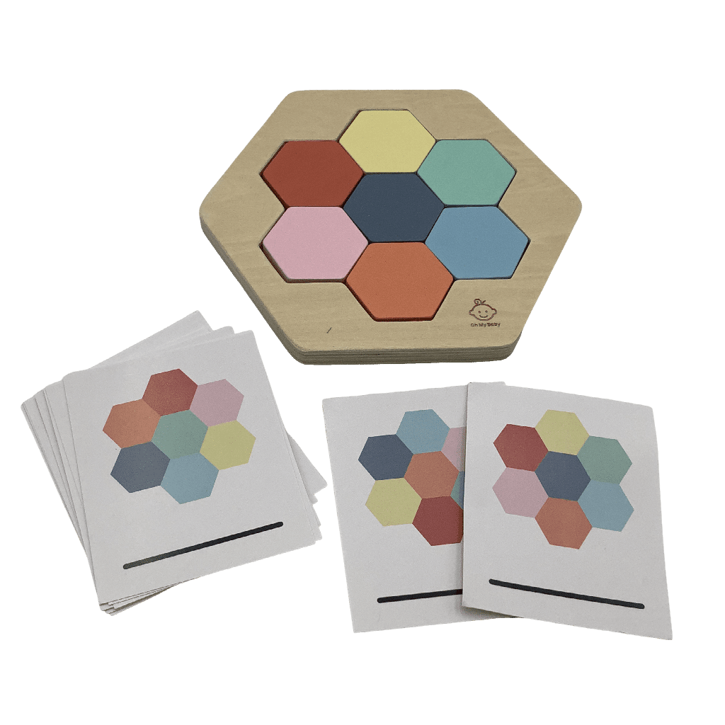 Puzzle éducatif 7 pièces hexagonales en bois - KIDIBAM