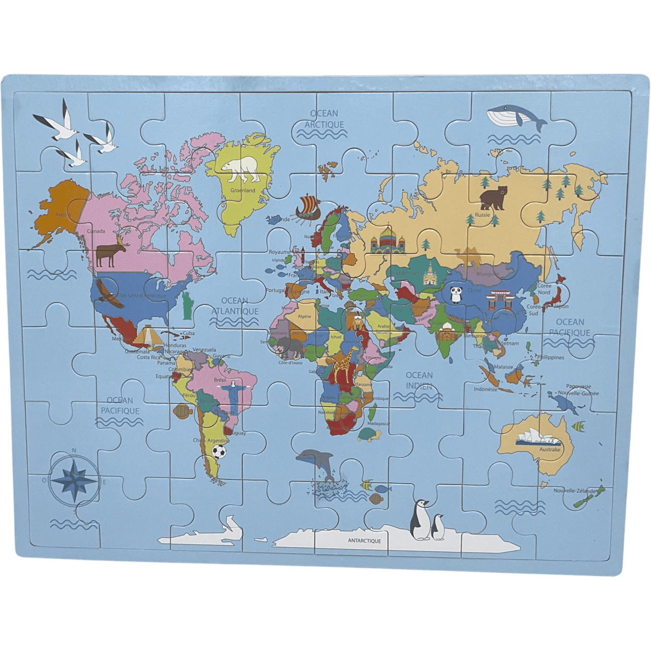 Puzzle en bois 48 pièces Planisphère - KIDIBAM