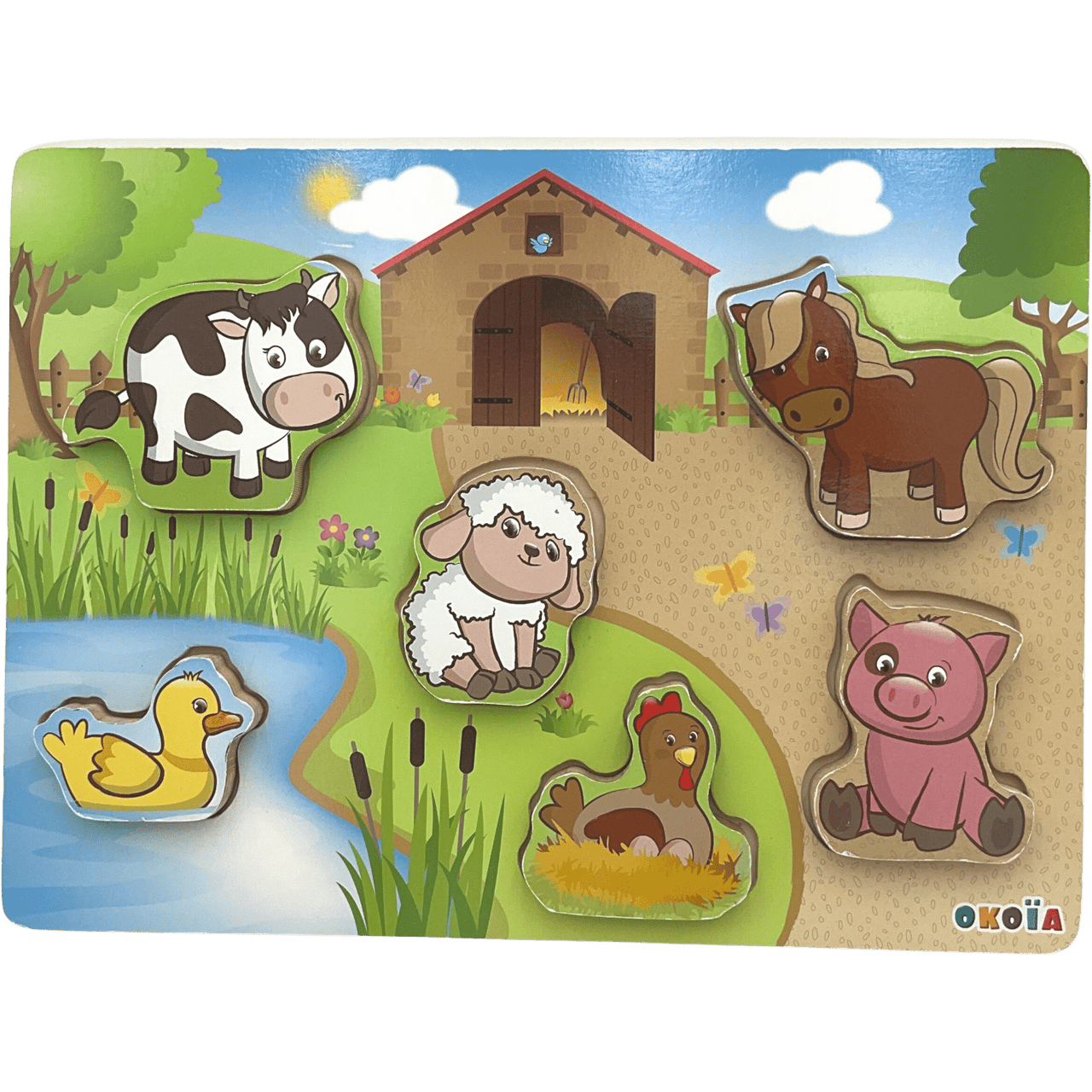 Puzzle en bois Animaux de la ferme 6 Pièces - KIDIBAM