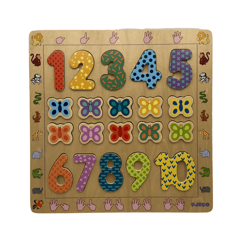 Puzzle en bois chiffres et papillons 20 Pièces - KIDIBAM