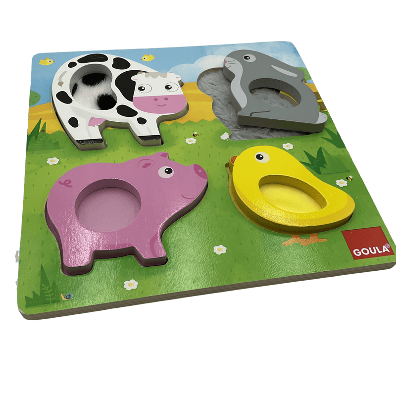 Puzzle en bois encastrable et tactile - animaux de la ferme - KIDIBAM