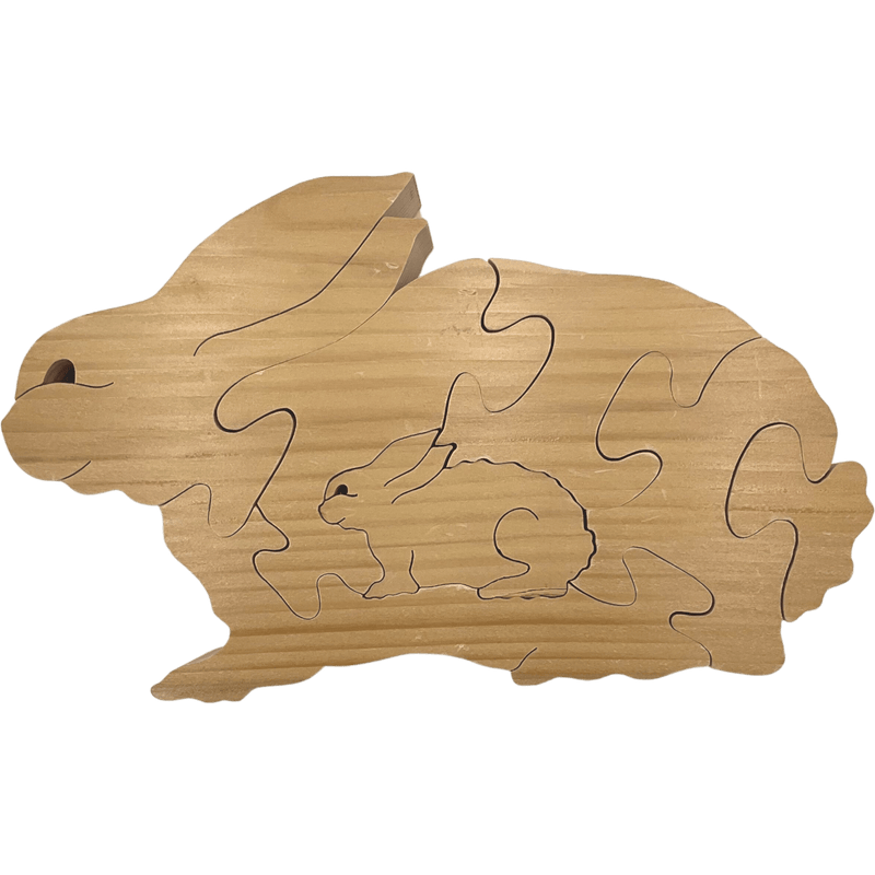 Puzzle en bois lapin et bébé - KIDIBAM