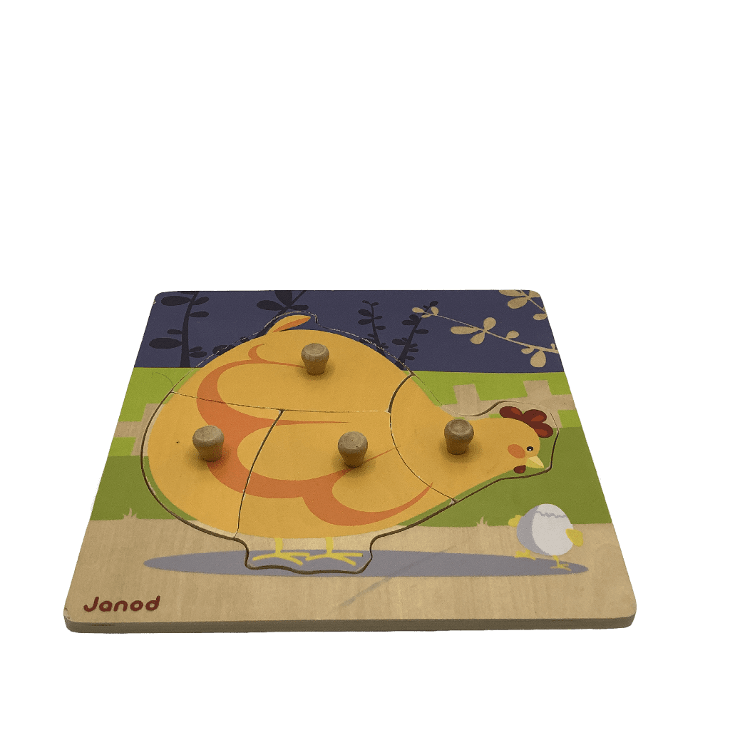 Puzzle encastrable 4 pièces - poule et poussin - KIDIBAM