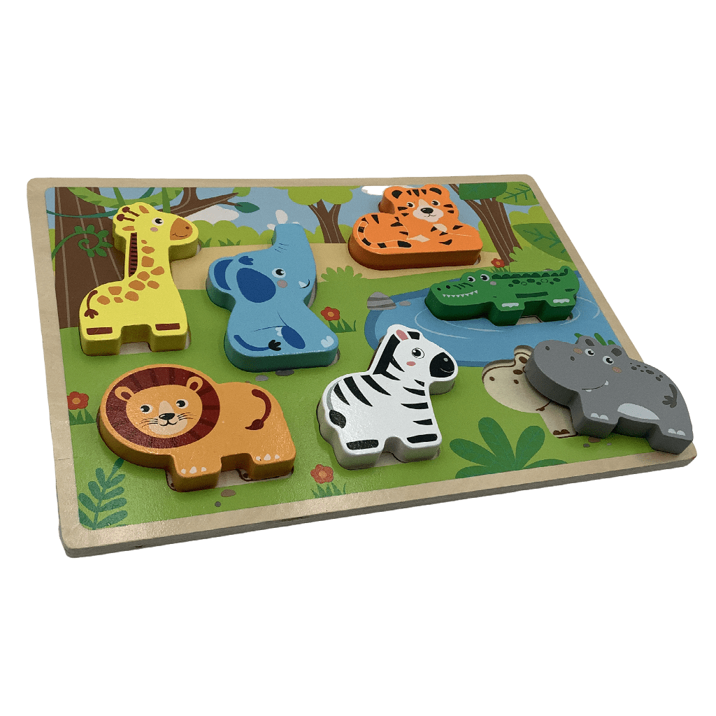 Puzzle encastrable en bois 7 pièces Animaux de la jungle - KIDIBAM