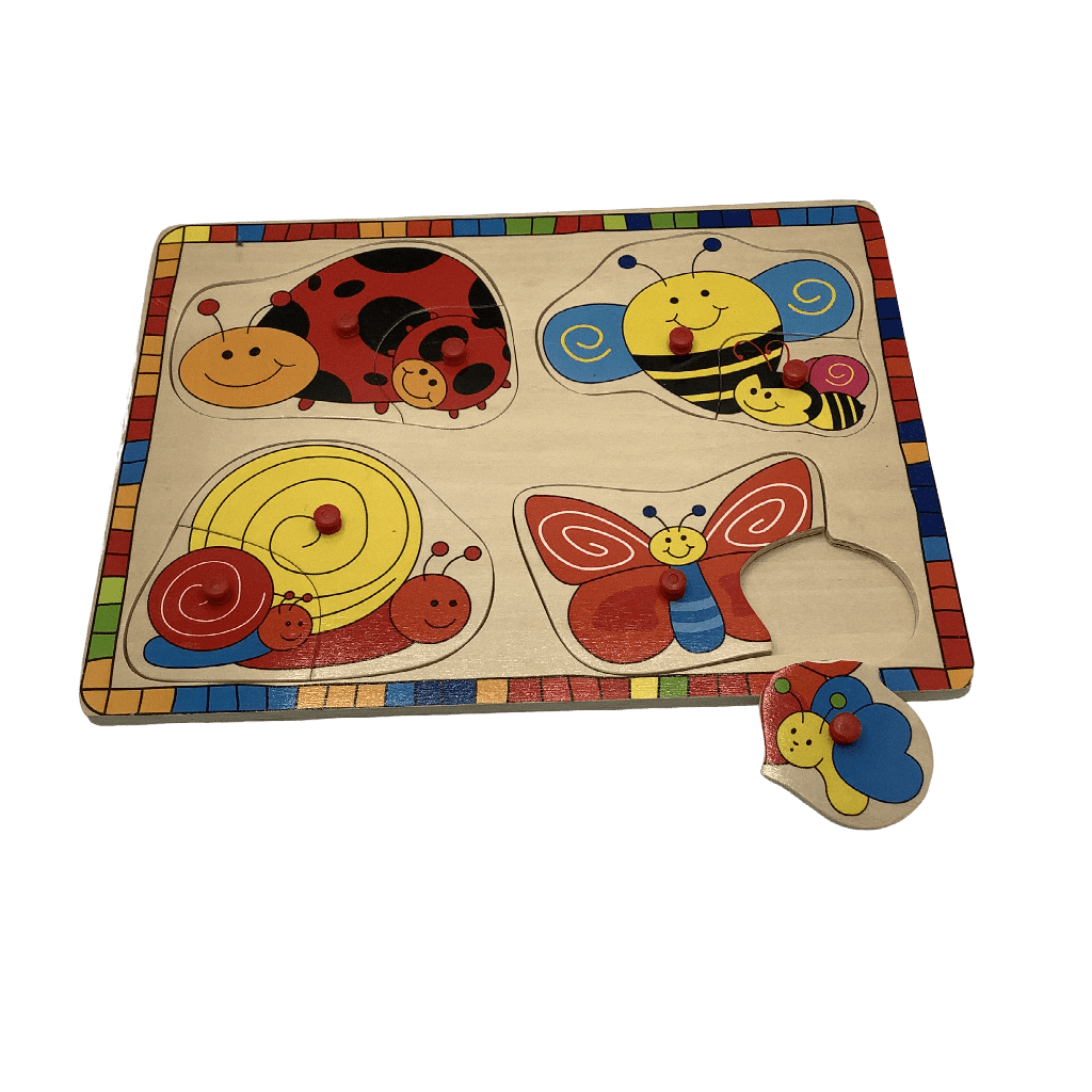 Puzzle encastrable en bois 8 pièces les insectes et leur petits - KIDIBAM