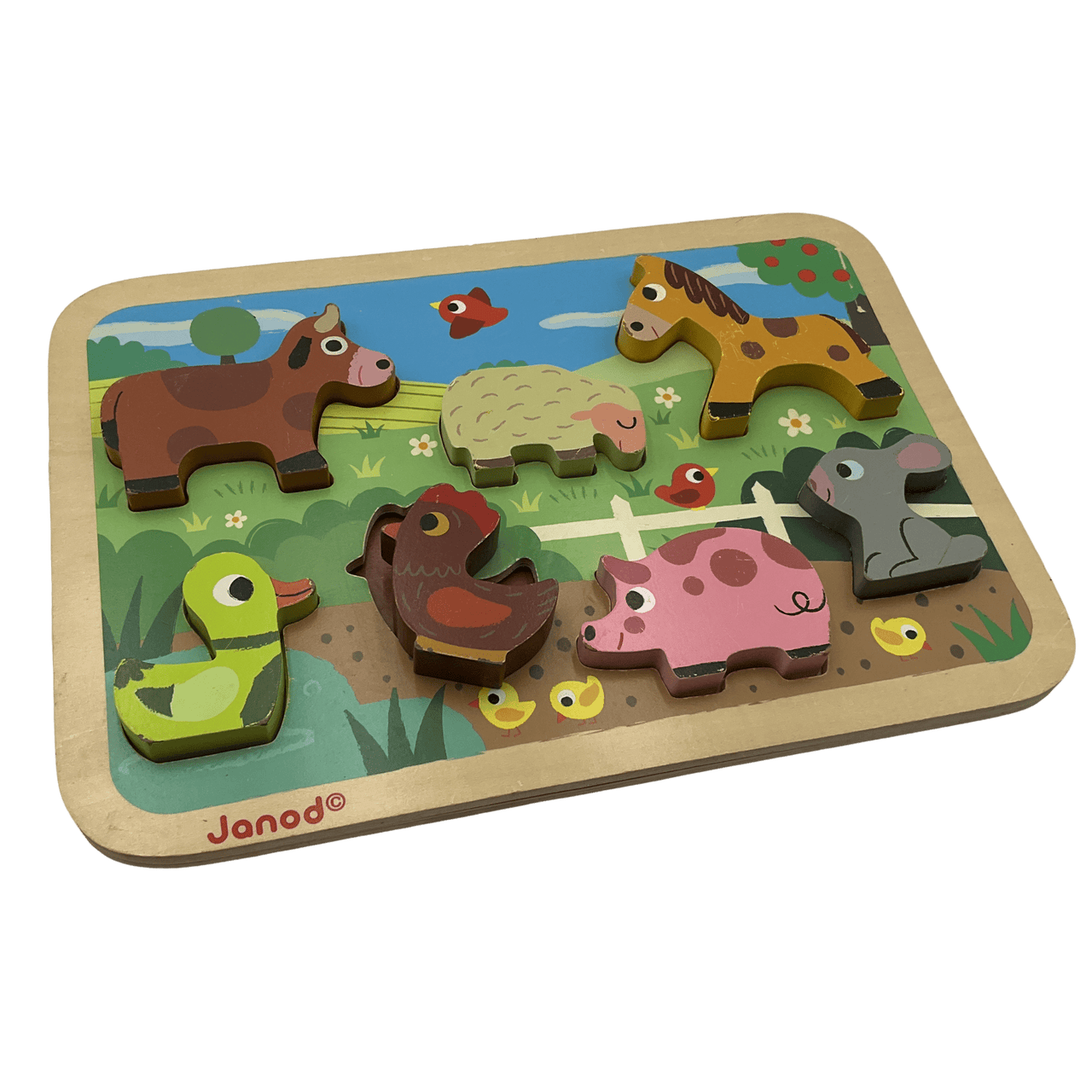 Puzzle encastrable en bois Animaux de la ferme - KIDIBAM