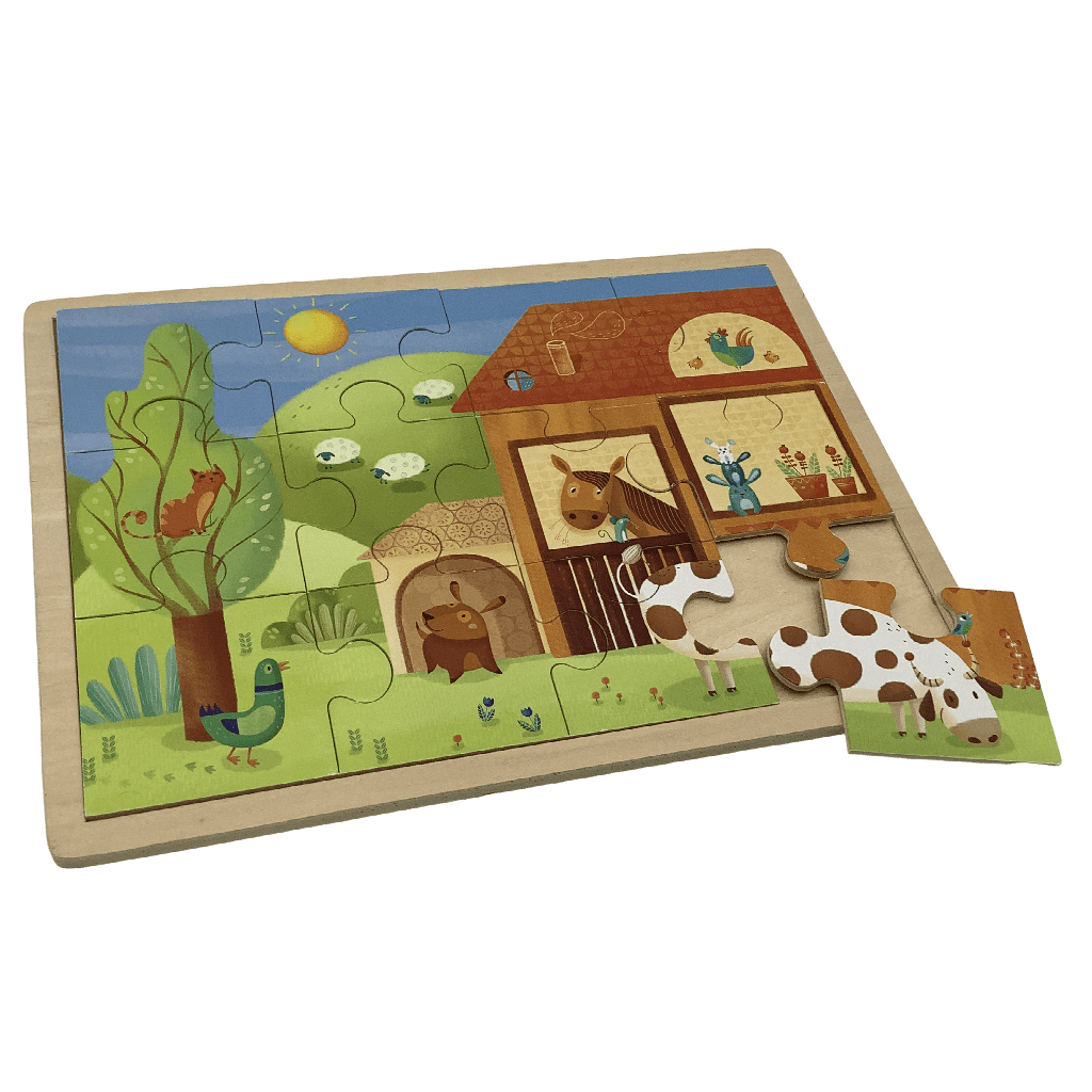 Puzzle La Ferme 12 pièces en bois - KIDIBAM