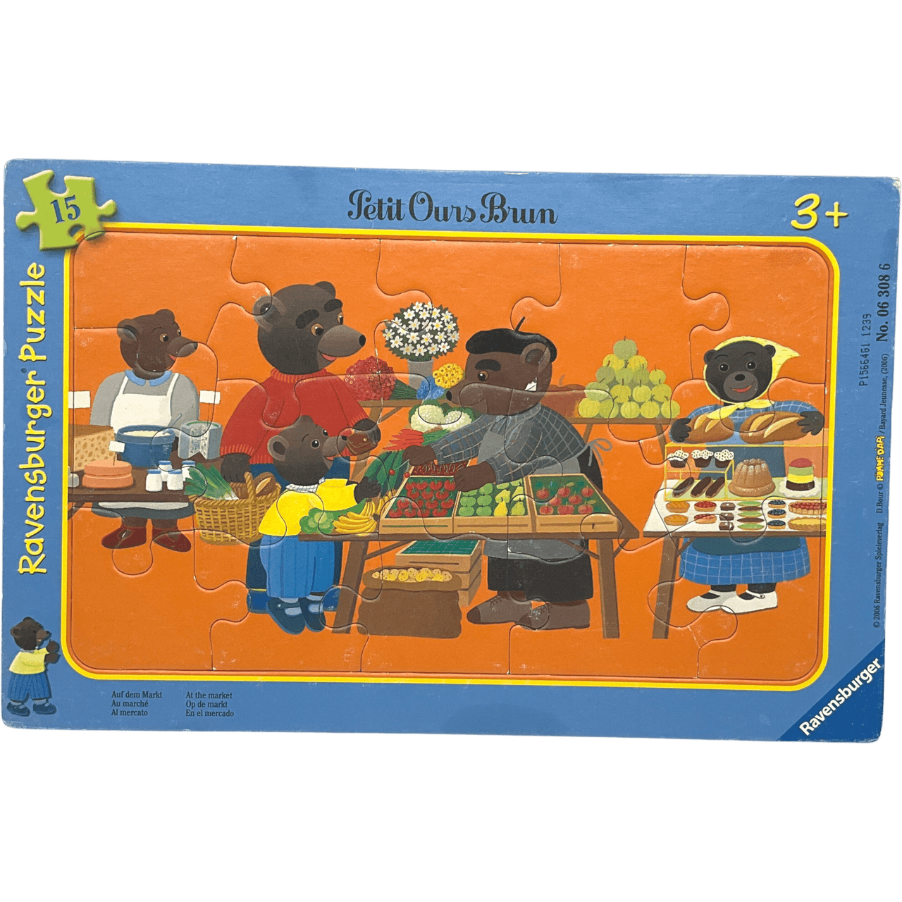 Puzzle Petit Ours Brun Au Marché 15 Pièces - KIDIBAM