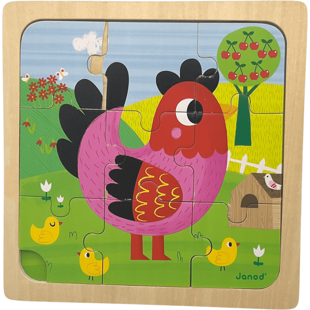 Puzzle poule violette 9 pièces - KIDIBAM