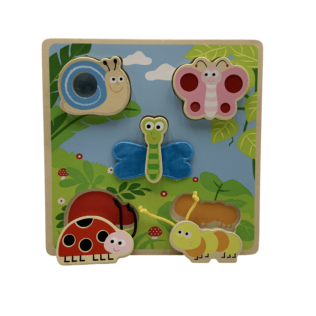 Puzzle tactile en bois 5 pièces insectes - KIDIBAM