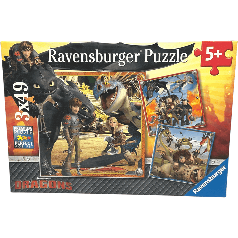 Puzzles 3x49 pièces Le monde des dragons - KIDIBAM