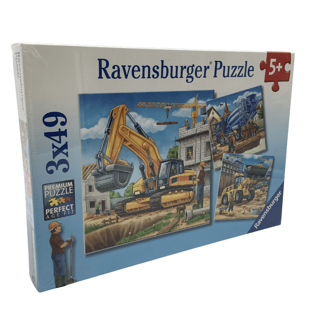 Puzzles 3x49 pièces véhicules de construction - KIDIBAM