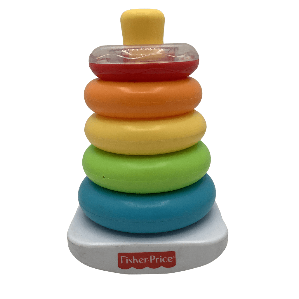 Pyramide à anneaux arc - en - ciel empilable 18cm - KIDIBAM