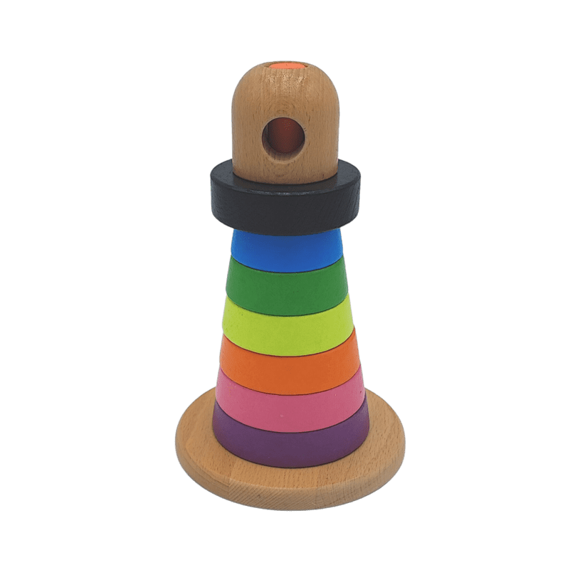 Pyramide d'anneaux en bois multicolore - KIDIBAM