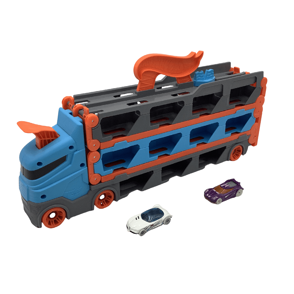 Super transporteur extensible Hot Wheels avec 2 voitures - KIDIBAM