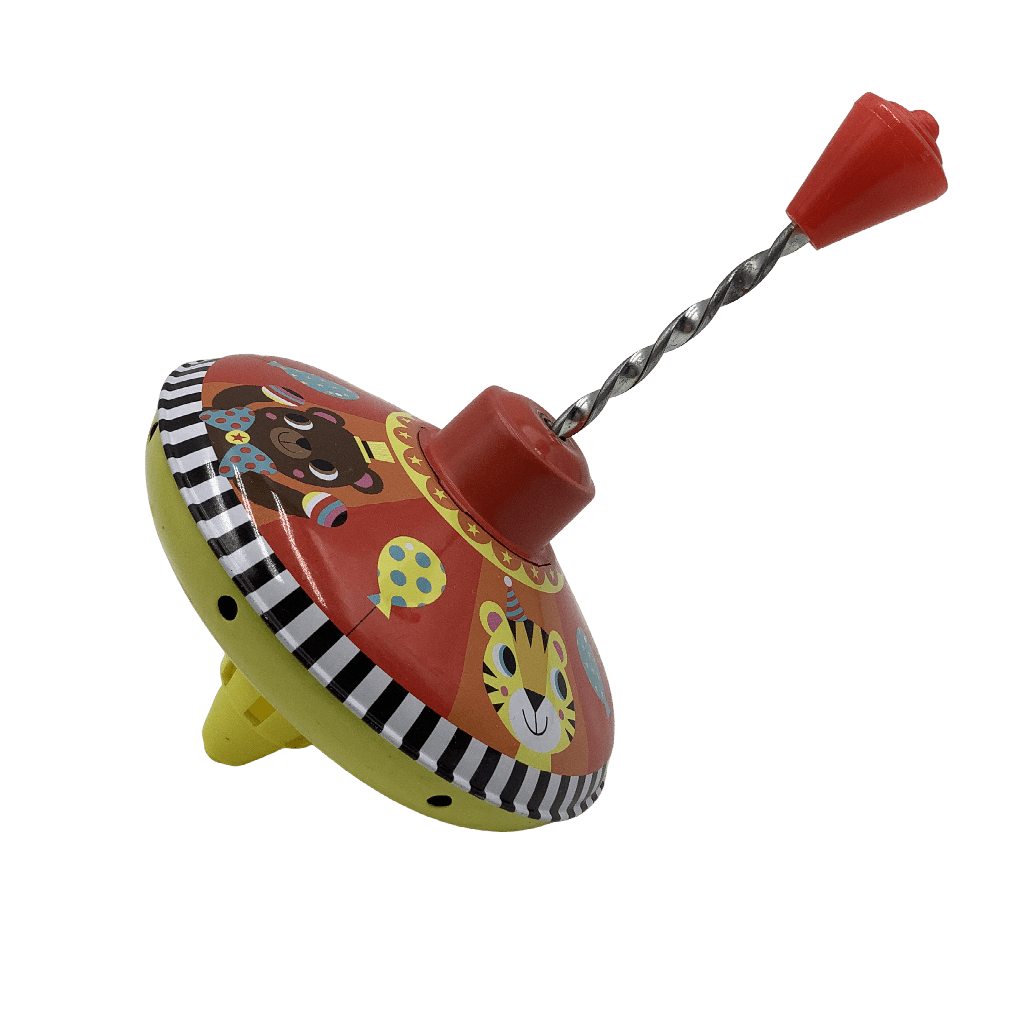 Toupie en métal à tirer animaux du cirque 15cm - KIDIBAM