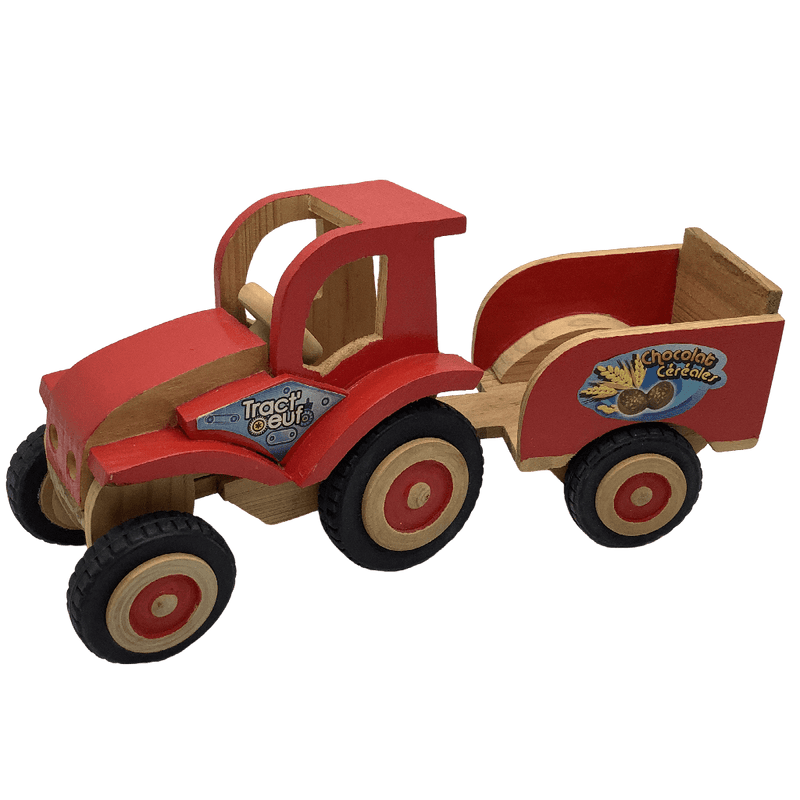 Tracteur avec remorque en bois 24cm - KIDIBAM